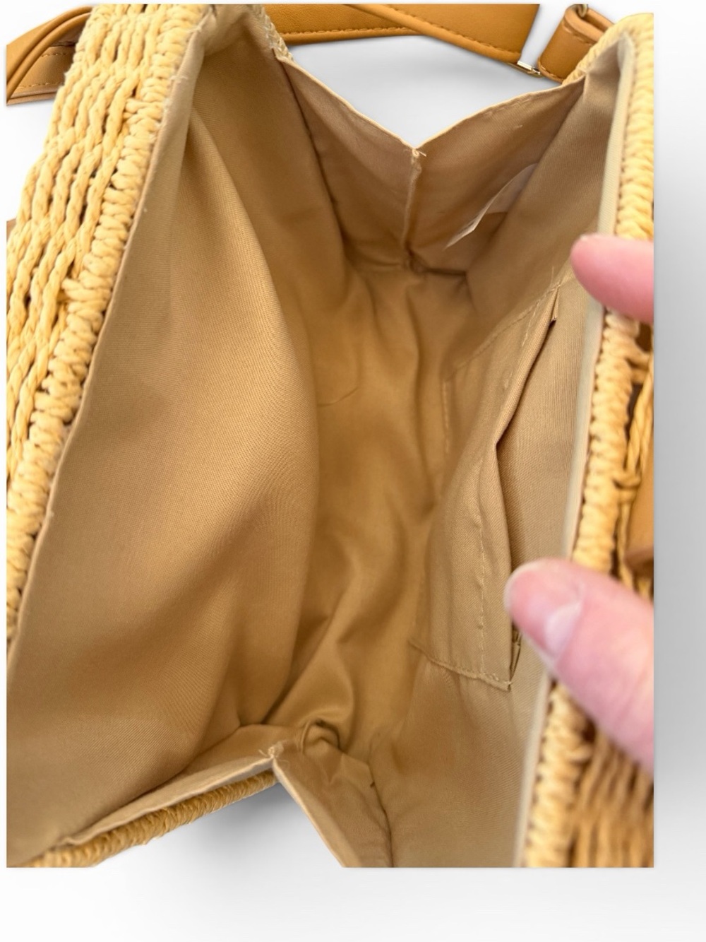 Woven Straw Crossbody Bag with Tan Square - Picture 3 of 3